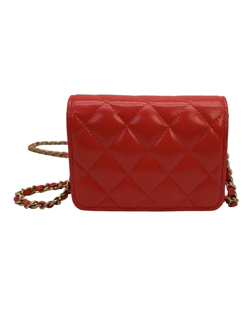 CHANEL Red Pink Quilted Mini Gold Chain Crossbody - Picture 2 of 15